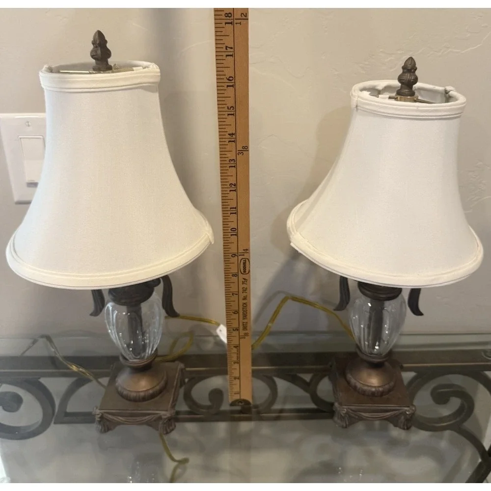 Vintage Lot Of 2  Hollywood Regency Glass Urn Lamps Shabby chic French Country
